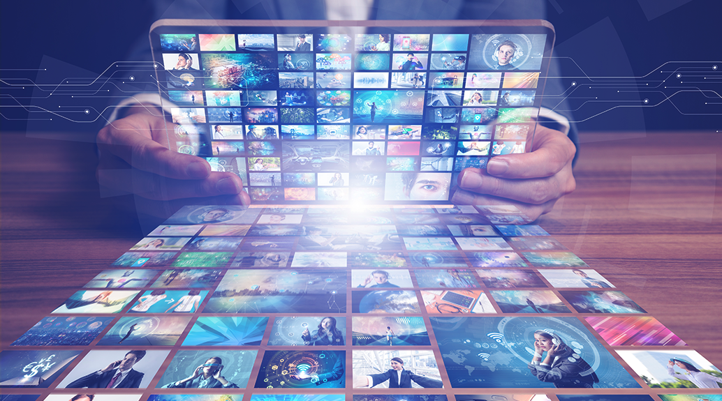 man surfing on a tablet
