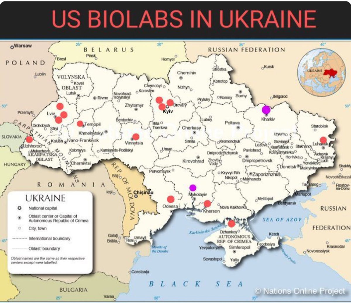 US Biolabs in Ukraine Map