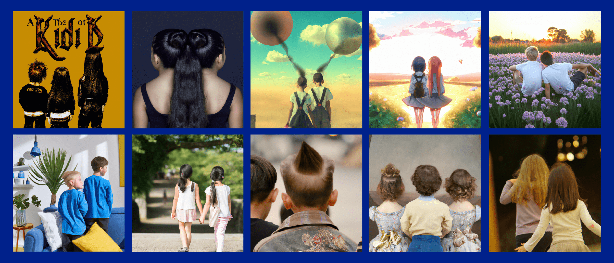 Collage of generatie-AI created images of children