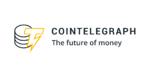 Cointelegraph logo with an icon of stacked coins and a lightning bolt, followed by the text 'COINTELEGRAPH The future of money.