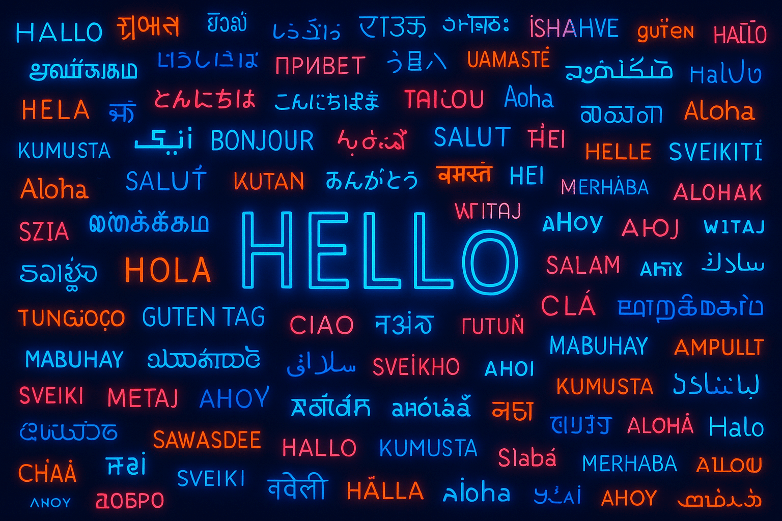 Graphic showing the word "Hello" in multiple languages, symbolizing ActiveFence’s global multilingual AI safety and cultural intelligence capabilities.
