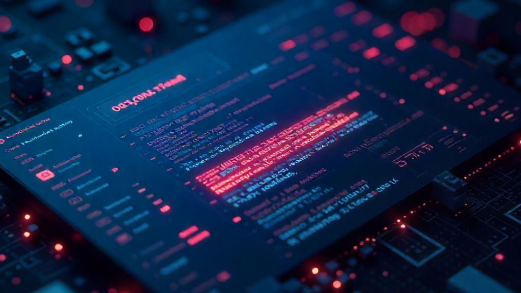 A digital interface showing code analysis and threat detection visualization, symbolizing AI security and real-time prompt injection detection.