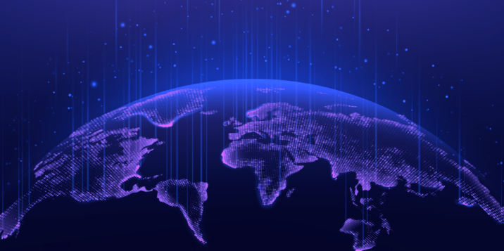 Digital world globe loop blue version
