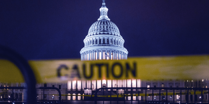 Caution sign for the United States Capitol
