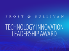 Blue-themed graphic featuring the Frost & Sullivan logo at the top and the text 'Technology Innovation Leadership Award' in the center.